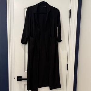 Boohoo Black Long Sleeve Duster